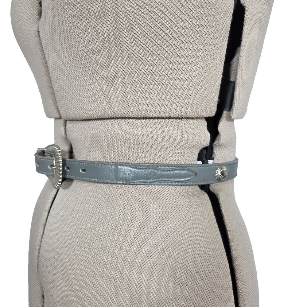 Vintage Nocona Women's Western Leather Belt Size 28 Gray Silver Concho